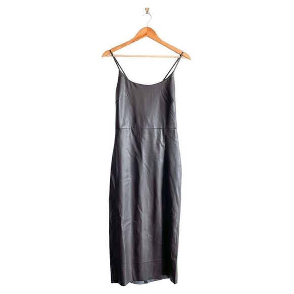 RD Style Womens Midi Dress Davina Criss Cross Sleeveless VL Brown Vegan Large - Picture 1 of 7